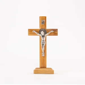 Crucifix bois Saint Benoît sur socle