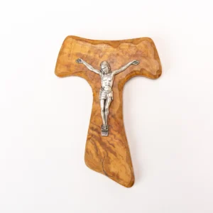 Crucifix Tau bois d'olivier biseauté
