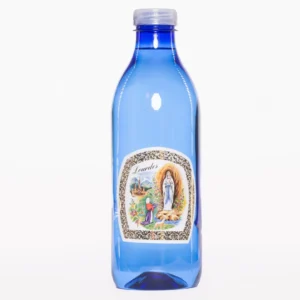 Bouteille plastique bleue Eau de Lourdes 1L.
