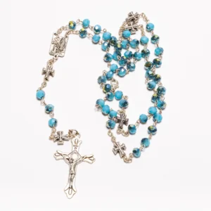 Chapelet perles turquoises Lourdes