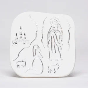 Cadre blanc et argent Apparition Lourdes