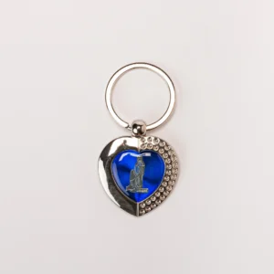 Porte-clés Lourdes cœur émail bleu